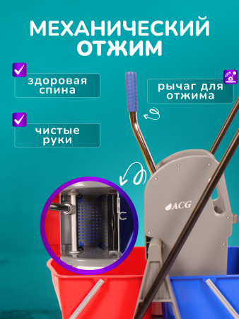 картинка Тележка уборочная ACG 2х18 л., с отжимом 