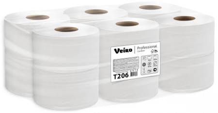 Бумага туалетная 2 сл. в средних рулонах, 12,5x9,5 см, 1000 листов, 125 м, белый, (12 рул) Veiro