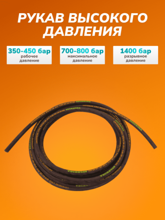 картинка Отрез шланга для АВД 2-оплеточный облегченный, диаметр 8 мм длина 15 м без фитингов 