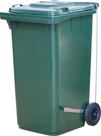 картинка Бак 240 л. для мусора на колесах, зеленый, Г- образным с педальным приводом