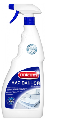 Средство для чистки ванн и сантехники 500мл. с курком UNICUM