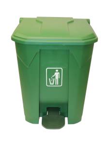 картинка Бак для мусора 68 л, с педалью и крышкой, зеленый