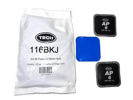 картинка Заплата (латка) универсальная для горячей и холодной вулканизации, 116-1/ALL-PURPOSE,  55х55 мм, 25 шт, Tech 