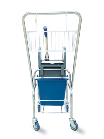 картинка Тележка уборочная БЕЗ ЛОГО 1 х 16л с отжимом и корзиной хром, база хром 