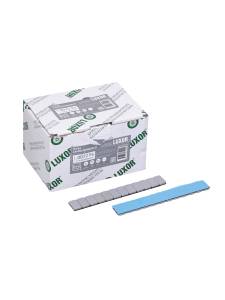 картинка 0072 Fe100 LUXOR Груза самокл. закругл. с кромкой СЕРАЯ эмаль 60г (12*5г)синий скотч (100 шт/уп.)1/4