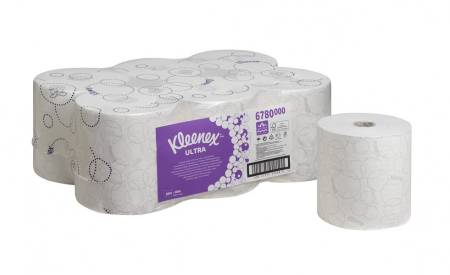 Полотенца бумажные в рулонах Kleenex Ultra, белые, 2 сл., 150 м, 6 рулонов, Kimberly-Clark,