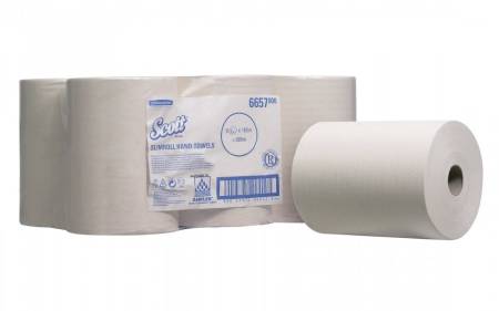 Полотенца бумажные в рулонах Scott Slimroll, белые, 1 сл., 165 м, 6 рулонов, Kimberly-Clark,