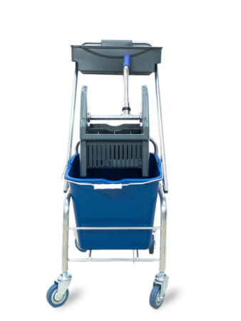 картинка Тележка уборочная БЕЗ ЛОГО 1 х 20л, с отжимом и пластиковой корзиной, база хром 