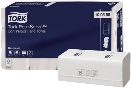 картинка Полотенце бумажное листовое PeakServe с непрерывной подачей, белый, 8,4х10х20,1 см, 410 л, Tork, 1/1 
