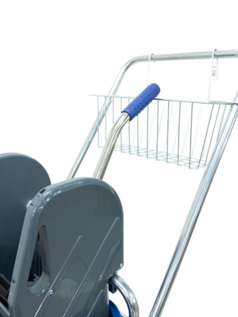 картинка Тележка уборочная БЕЗ ЛОГО 1 х 20л, с отжимом и корзиной хром, база хром 