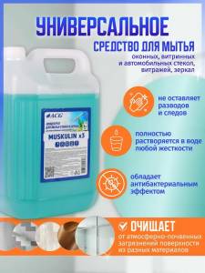 картинка MUSKULIN x3 ACG Концентрат для мытья стекол и зеркал, 5л 