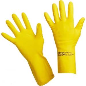 Перчатки латексные Многоцелевые, р-р 7,5-8 см (M), цвет желтый, 10 пара/упак., Vileda Professional