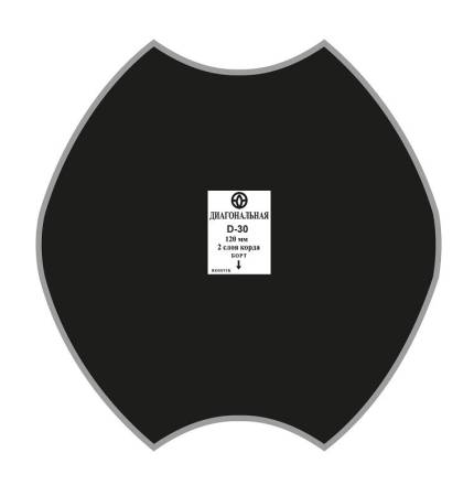 Пластырь (заплата) диагональный D-30, 255 мм, 6 слоёв корда, упаковка 5 шт, Rossvik
