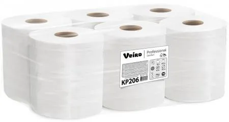 Полотенца бумаж. 2 сл. в рулонах с центр. вытяжкой, 25x20 см, 180 м белый, (6 рул) Veiro