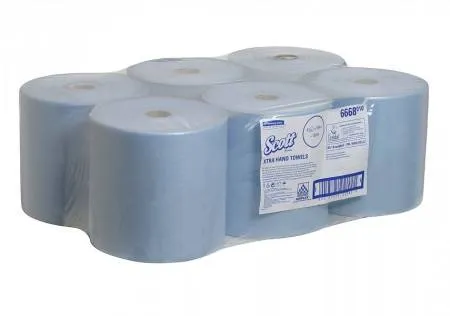 Полотенца бумажные в рулонах Scott, голубые, 1 сл., 304 м, 6 рулонов, Kimberly-Clark,