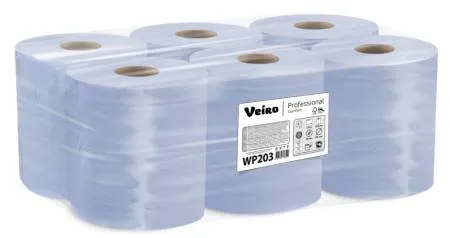 Материал протирочный с центральной вытяжкой, листы 35x22 см, рулон 175 м, синий цвет, Veiro Professional Comfort