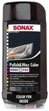 Полироль цветная с воском + карандаш NanoPro 500 мл  (черный) SONAX, 296100