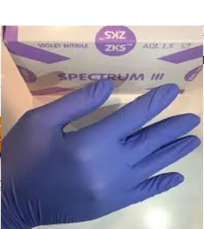 Перчатки нитриловые неопудренные L фиолетовые (100 пар в пачке)ZKS Spectrum III