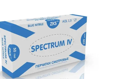 Перчатки нитриловые неопудренные M голубые (100 шт. в пачке) ZKS Spectrum IV